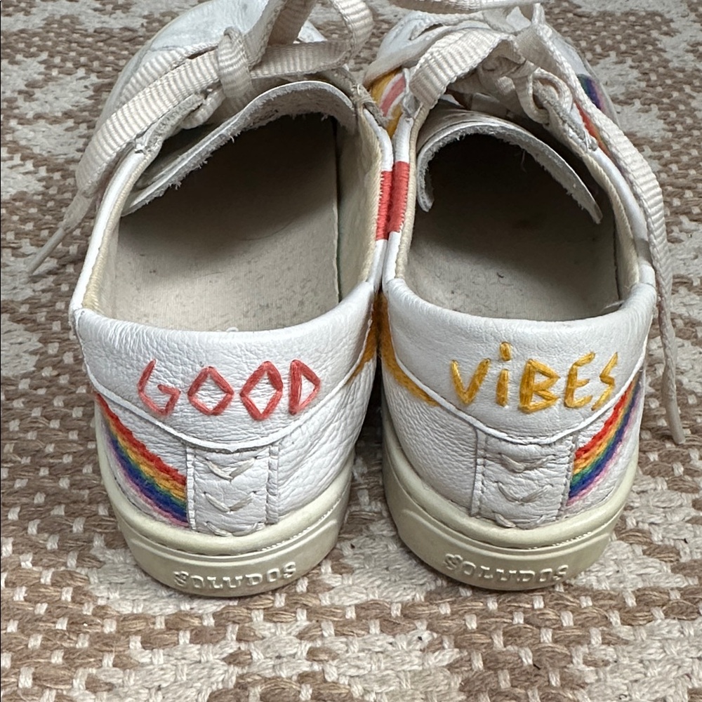 Soludos women’s shoes with Rainbow/Sun ( Good Vibes )